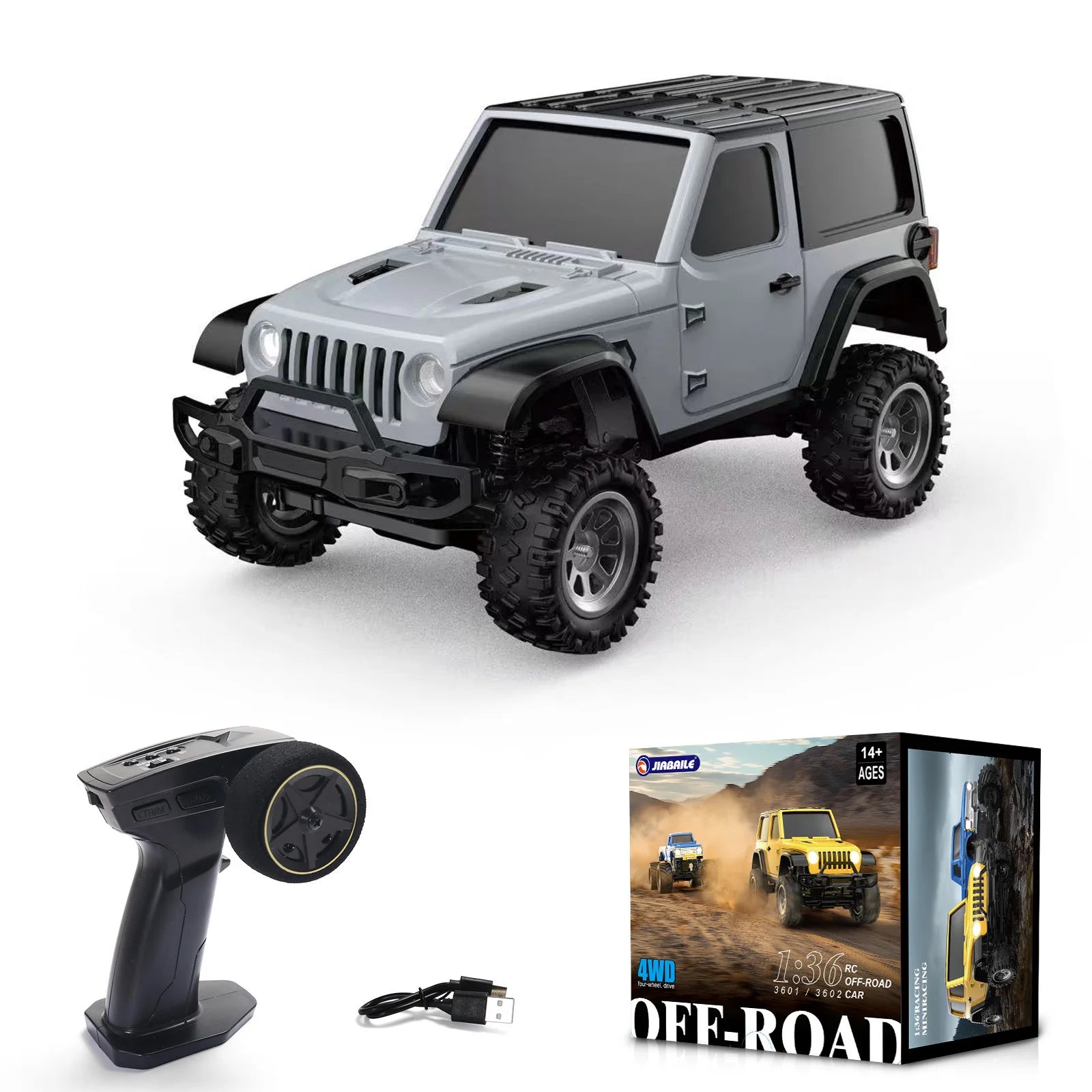 1/36 4WD Mini RC Crawler Car Radio Control Off-road Vehicles Light System Remote Control RTR Model Toy for Kids Adults 3601 3602