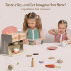 Robotime Robud Kids Coffee Maker Wooden Toy Coffee Maker Espresso Machine Play Kitchen Accessories Toy Sets Girls and Boys