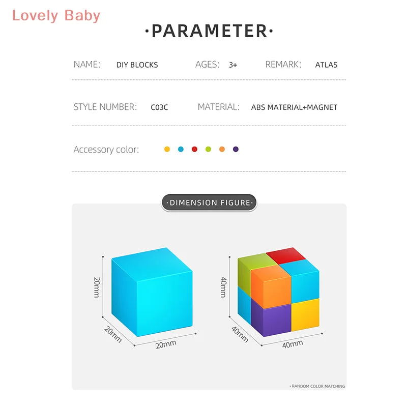 【BBS】DIY Magnetic Cubes Building Set - STEM Learning Blocks For Kids, Early Educational Construction Toy