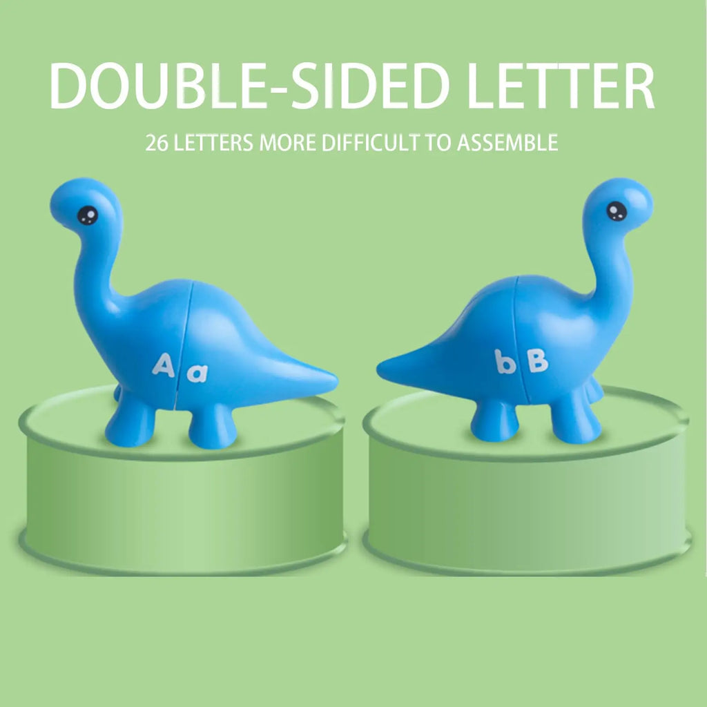 Dino Literacy Lab - 26-Piece Bilingual Alphabet Matching Set with Textured Dinosaur & Letters | STEM Early Education Toy for Age