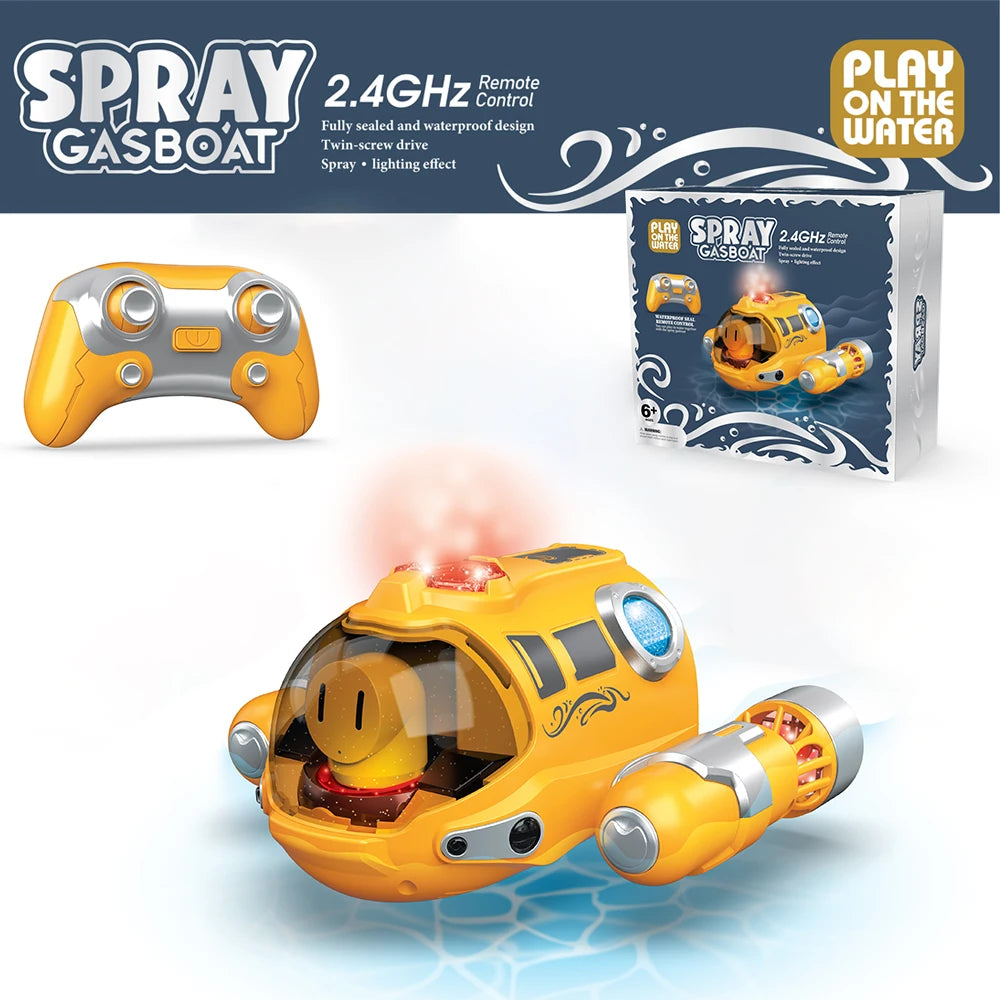 RC Submarine Spray Motorboat Boat 2.4G Remote Control Boats Waterproof Electric Machine Water Toys for Boys Children Kids Gifts