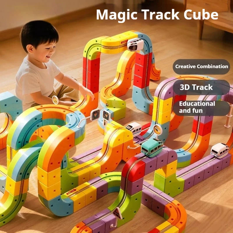 New Educational Electric Magnetic Levitation Train Track Cube 3d Diy Magnetic Assembly Toys Train Car Xmas Gifts
