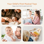 Baby Musical Toys Wooden Bear Rattle Bell Drum Xylophone Percussion Early Educational Instrument Playthings for Toddlers Kids