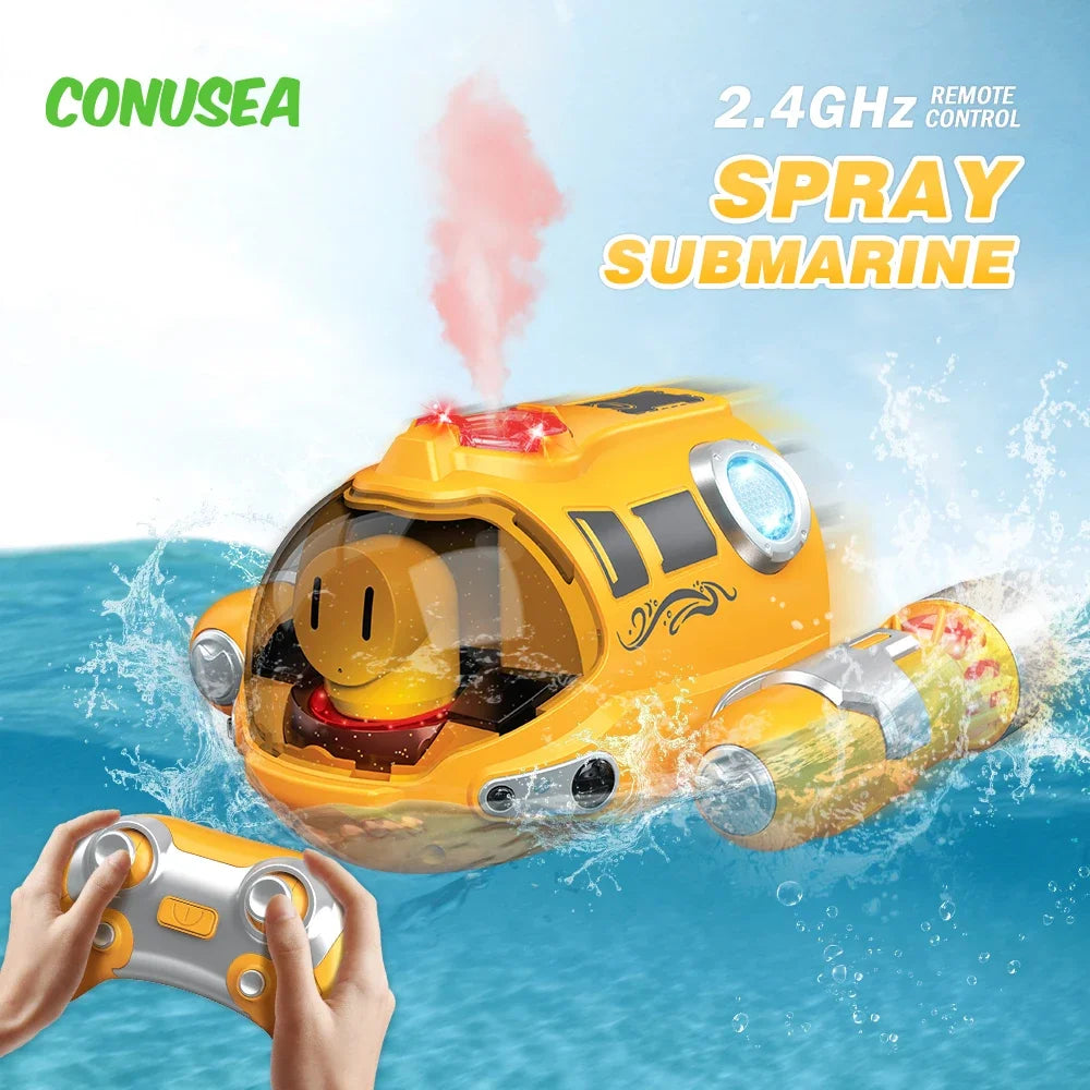 RC Submarine Spray Motorboat Boat 2.4G Remote Control Boats Waterproof Electric Machine Water Toys for Boys Children Kids Gifts