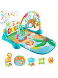 JOYFY Baby Play Mat Tummy Time Mat Toy for 0-6 Months Baby Musical Learning Toy Adorable Animal-Themed Play Gym with Piano Panel