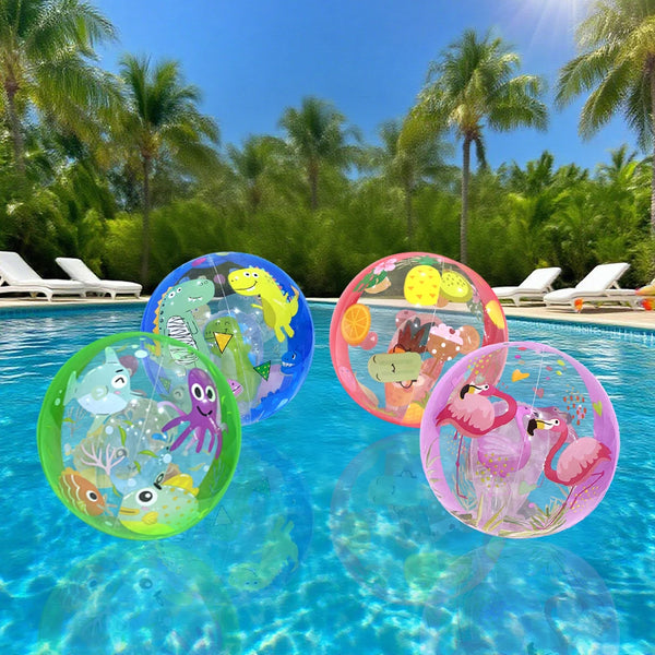 Colorful Striped Transparent Ball Inflatable Beach Ball, Suitable For Beach Pool Party Games