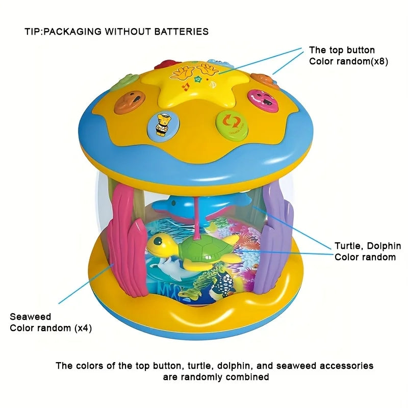 1pc Music Drum with Projection & Sound - Learning Suitable for Boys & Girls, Crawling & Tummy Time Development for Baby