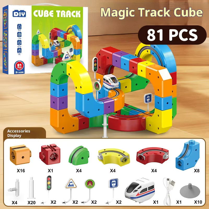 New Educational Electric Magnetic Levitation Train Track Cube 3d Diy Magnetic Assembly Toys Train Car Xmas Gifts
