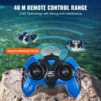 SucceBuy Blue/Yellow Amphibious RC Car Boat 2.4GHz 12 km/h Electric Remote Control 360° Rotating Stunt Car Water Beach Pool Toys