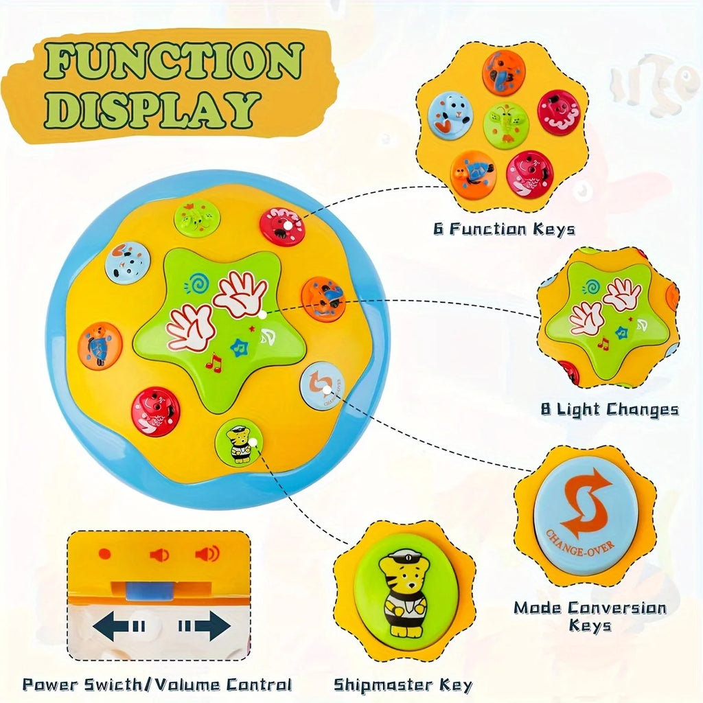 1pc Music Drum with Projection & Sound - Learning Suitable for Boys & Girls, Crawling & Tummy Time Development for Baby
