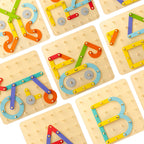 Children Wooden Toys Creative Board Nail Board Geometric Column Set Construction Puzzle Geometric Pegboard Montessori Sensory