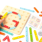 Children Wooden Toys Creative Board Nail Board Geometric Column Set Construction Puzzle Geometric Pegboard Montessori Sensory