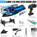 9IMOD HJ808 RC Boat 2.4G High-Speed Remote Control Racing Boat LED 370 Brushed Motor 25Km/h for Adults and Kids