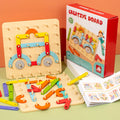 Children Wooden Toys Creative Board Nail Board Geometric Column Set Construction Puzzle Geometric Pegboard Montessori Sensory