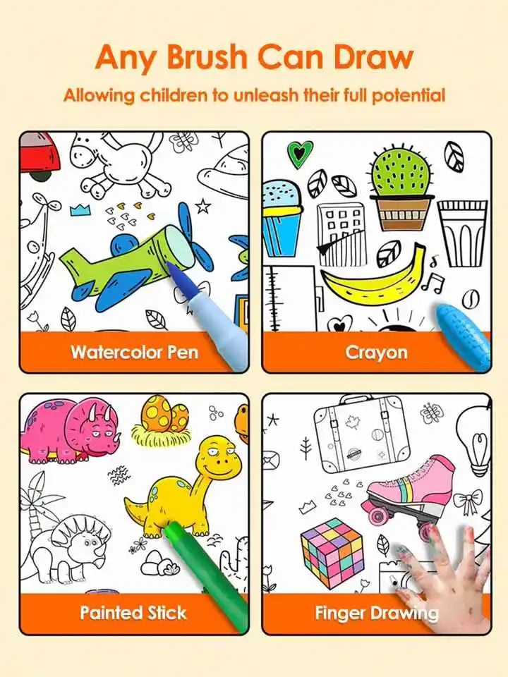 3 Meters Children Early Educational Graffiti Drawing Roll DIY Self-adhesive Kids Learning Paint Coloring Scroll Montessori Toys