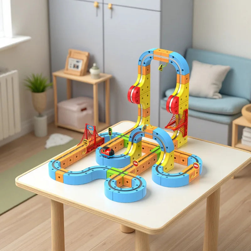 New Educational Electric Magnetic Levitation Train Track Cube 3d Diy Magnetic Assembly Toys Train Car Xmas Gifts