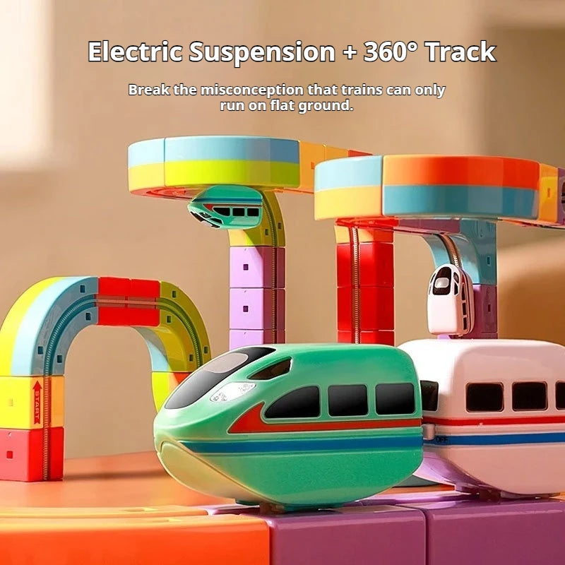 New Educational Electric Magnetic Levitation Train Track Cube 3d Diy Magnetic Assembly Toys Train Car Xmas Gifts