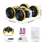 SucceBuy Blue/Yellow Amphibious RC Car Boat 2.4GHz 12 km/h Electric Remote Control 360° Rotating Stunt Car Water Beach Pool Toys